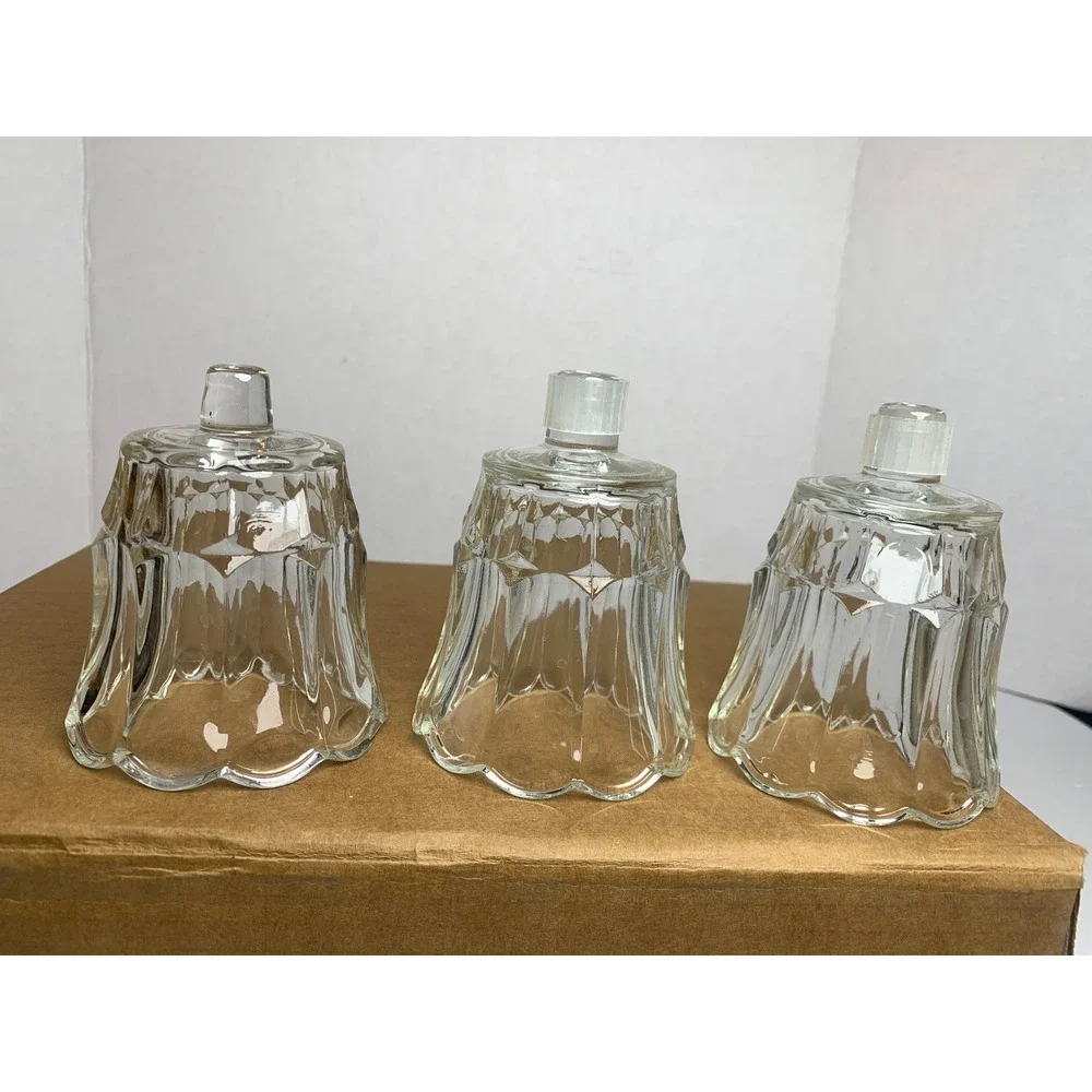 Vintage Clear Glass Scalloped Tulip Peg Votive Candle Holder‎ Set of 3